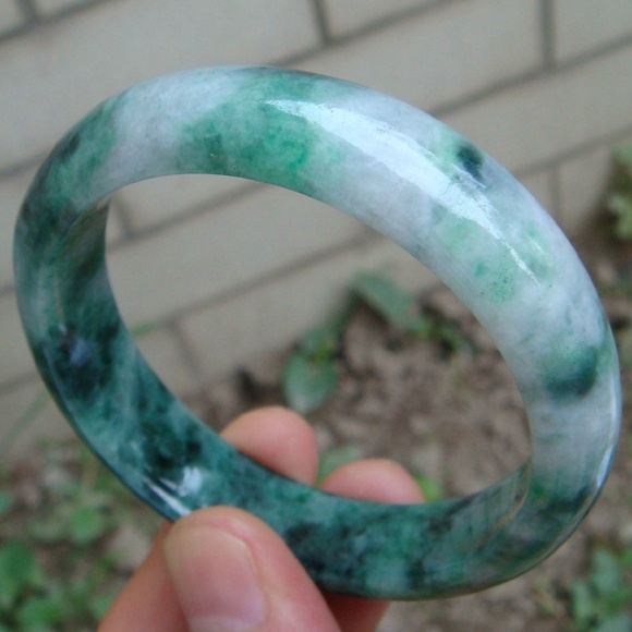 Certified Grade A Natural Type Untreated Light Green Jadeite Jade Bangle 56MM - Picture 2 of 9
